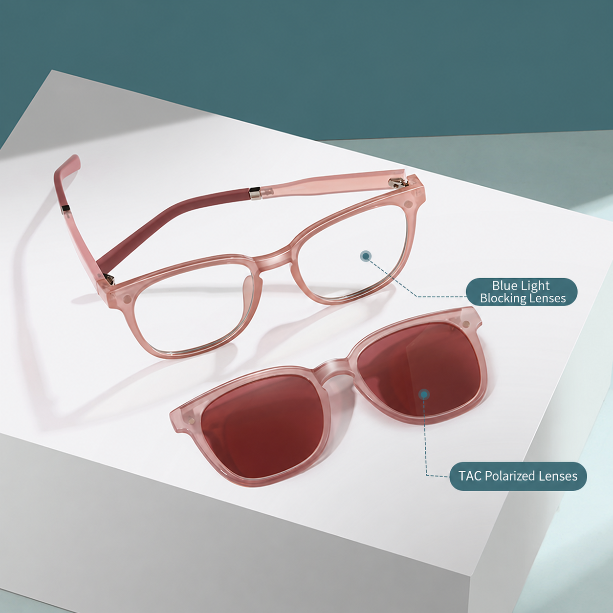 Eyeao Round Magnetic Clip-on Polarized Sunglasses CG7705