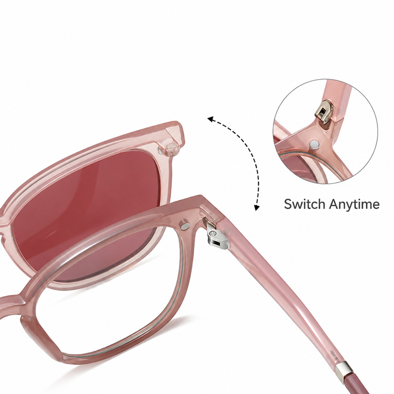 Eyeao Round Magnetic Clip-on Polarized Sunglasses CG7705