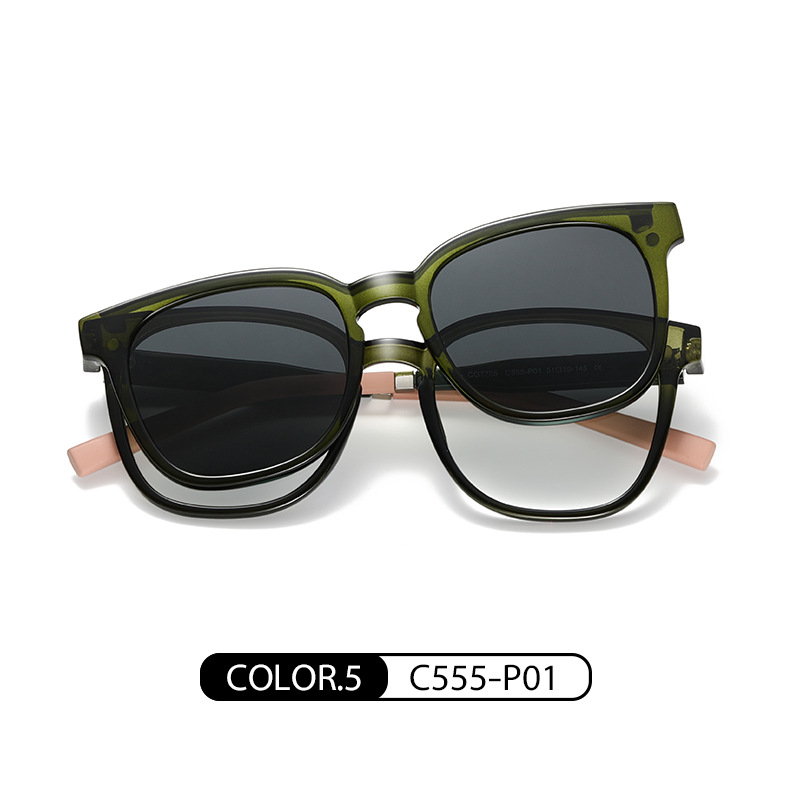 Eyeao Round Magnetic Clip-on Polarized Sunglasses CG7705