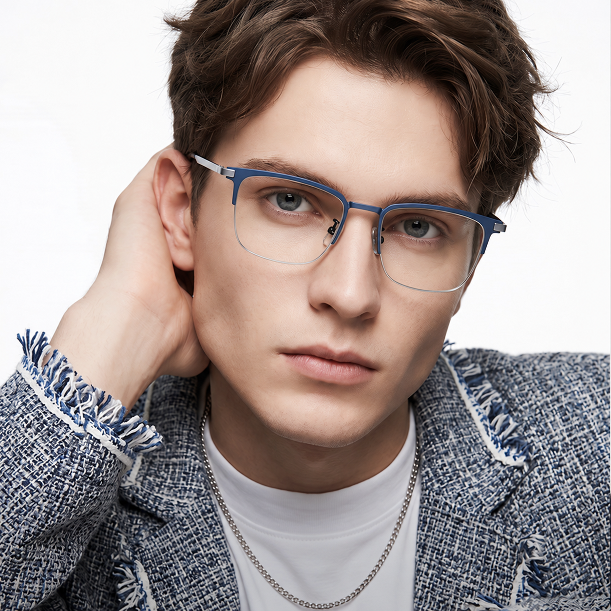 Eyeao Square Titanium Blue light blocking Optical frames LF9018