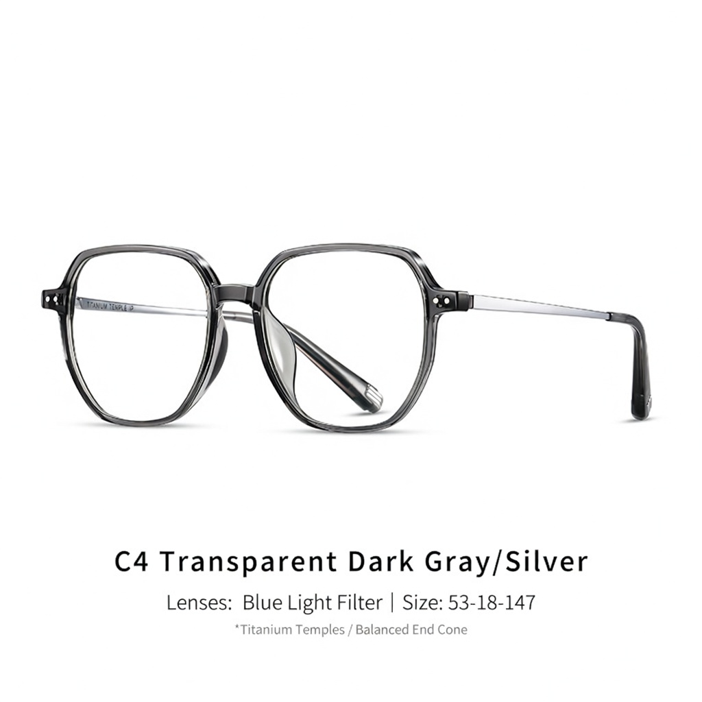 Eyeao Oval Titanium Blue light blocking Optical frames TR4002
