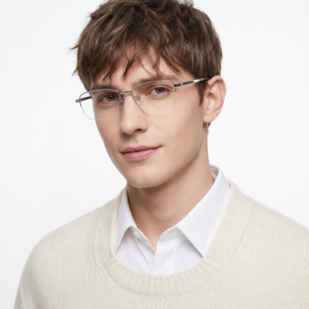 Eyeao Square Titanium Blue light blocking Optical frames LE8015