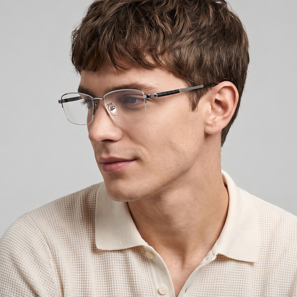 Eyeao Square Titanium Blue light blocking Optical frames LE8027