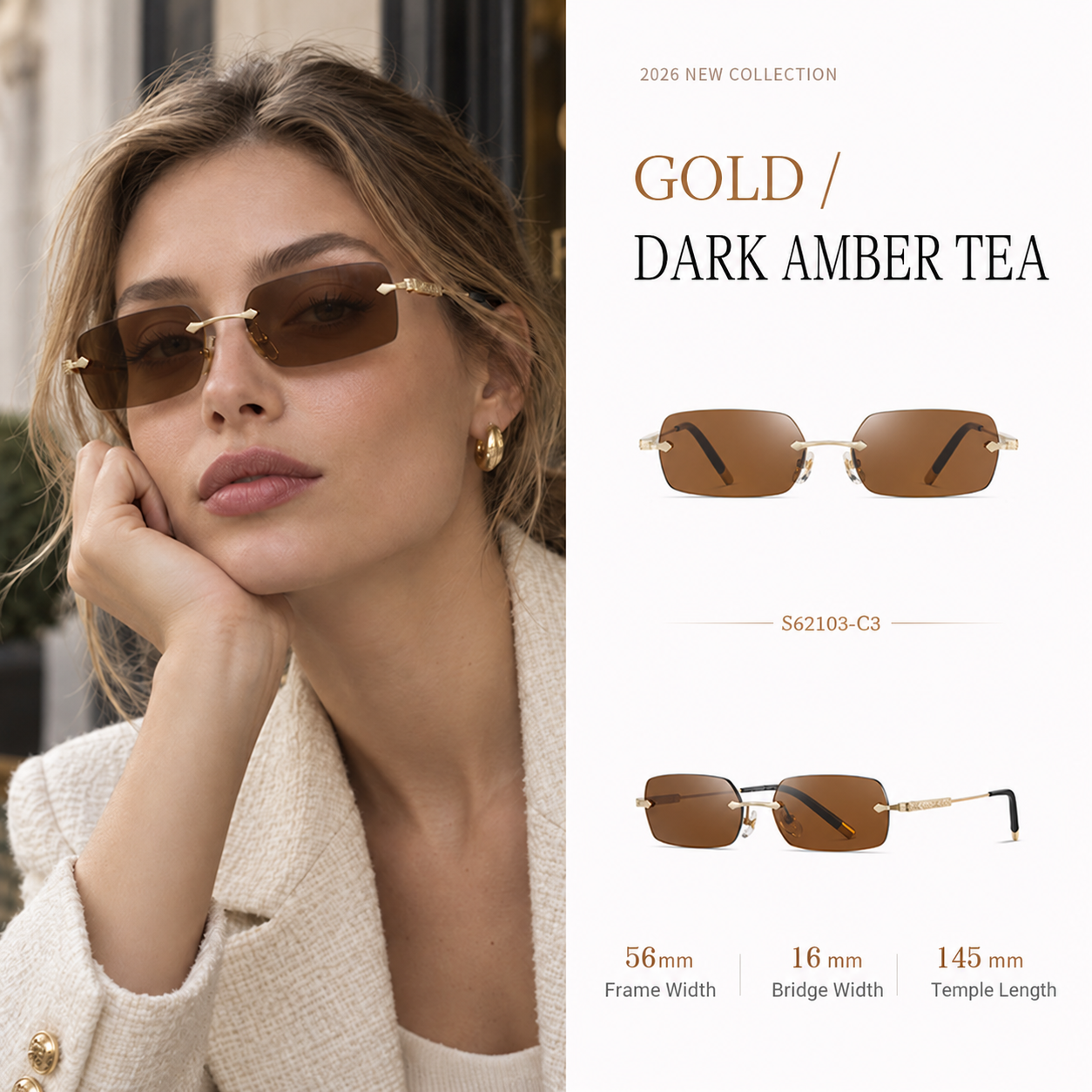 Eyeao Square Pure titanium UV400 Sunglasses S62103
