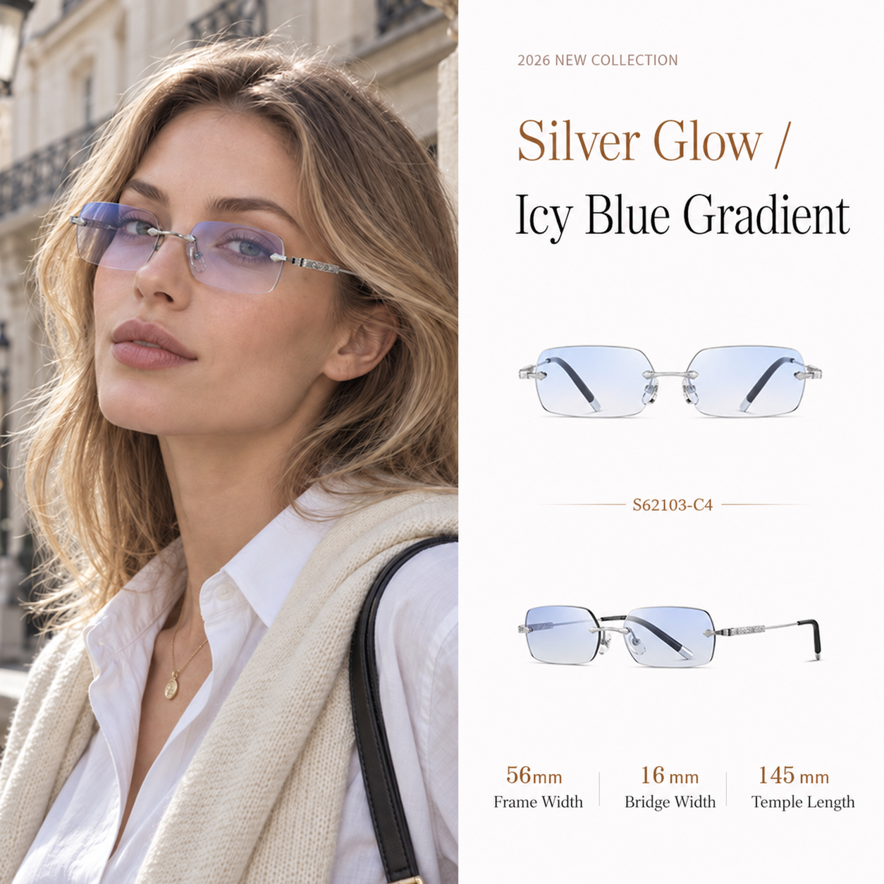 Eyeao Square Pure titanium UV400 Sunglasses S62103
