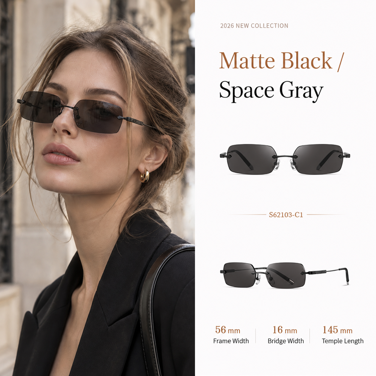 Eyeao Square Pure titanium UV400 Sunglasses S62103