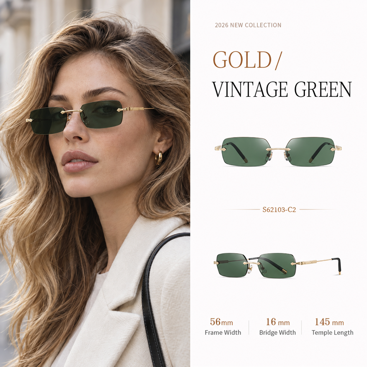 Eyeao Square Pure titanium UV400 Sunglasses S62103