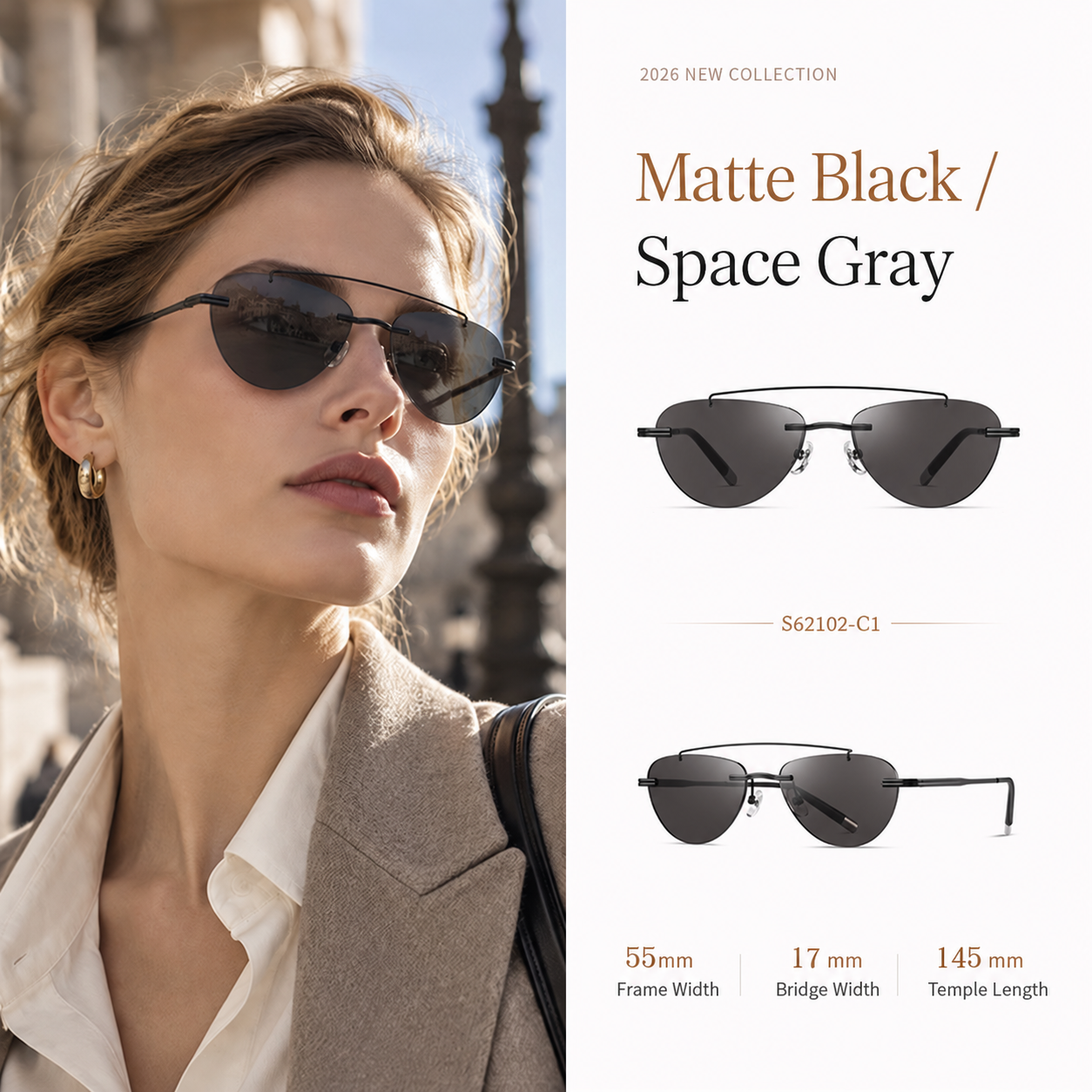 Eyeao Aviator Pure titanium UV400 Sunglasses S62102