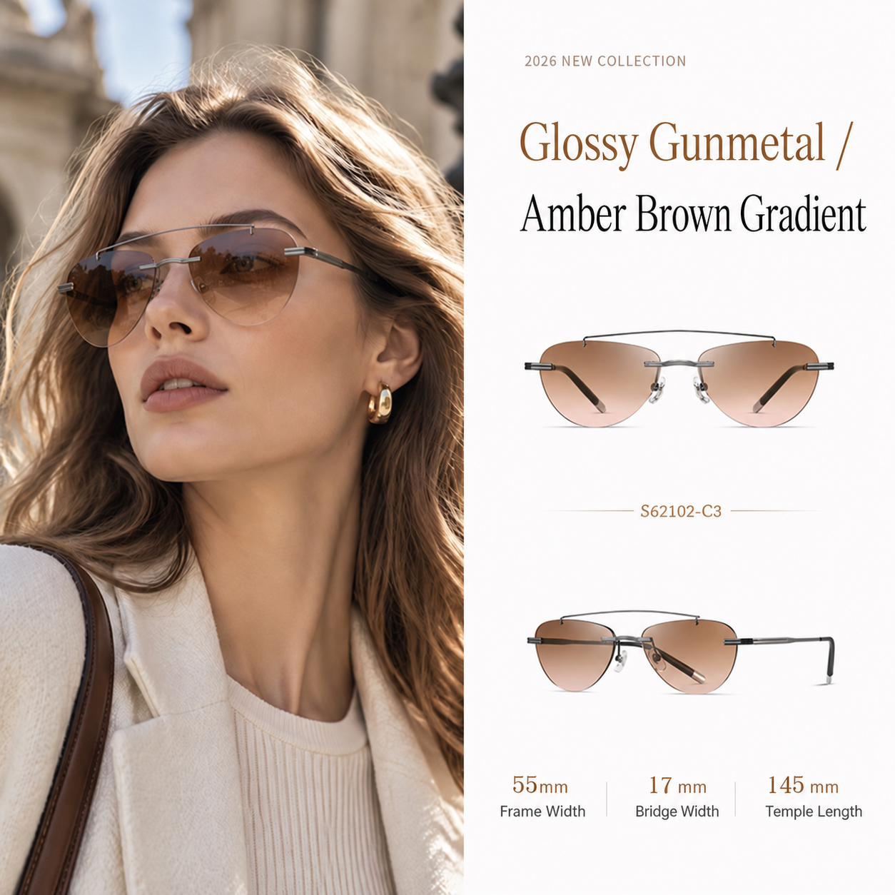Eyeao Aviator Pure titanium UV400 Sunglasses S62102
