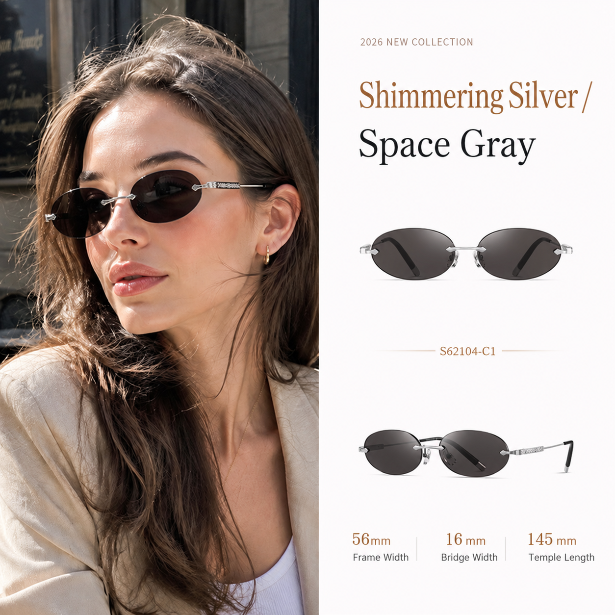 Eyeao Oval Pure titanium UV400 Sunglasses S62104