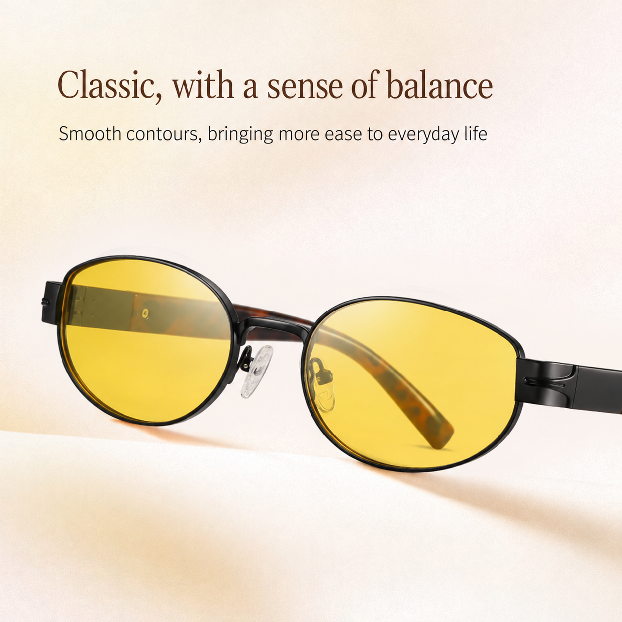 Eyeao Oval Metal Night driving Polarized Sunglasses S15234
