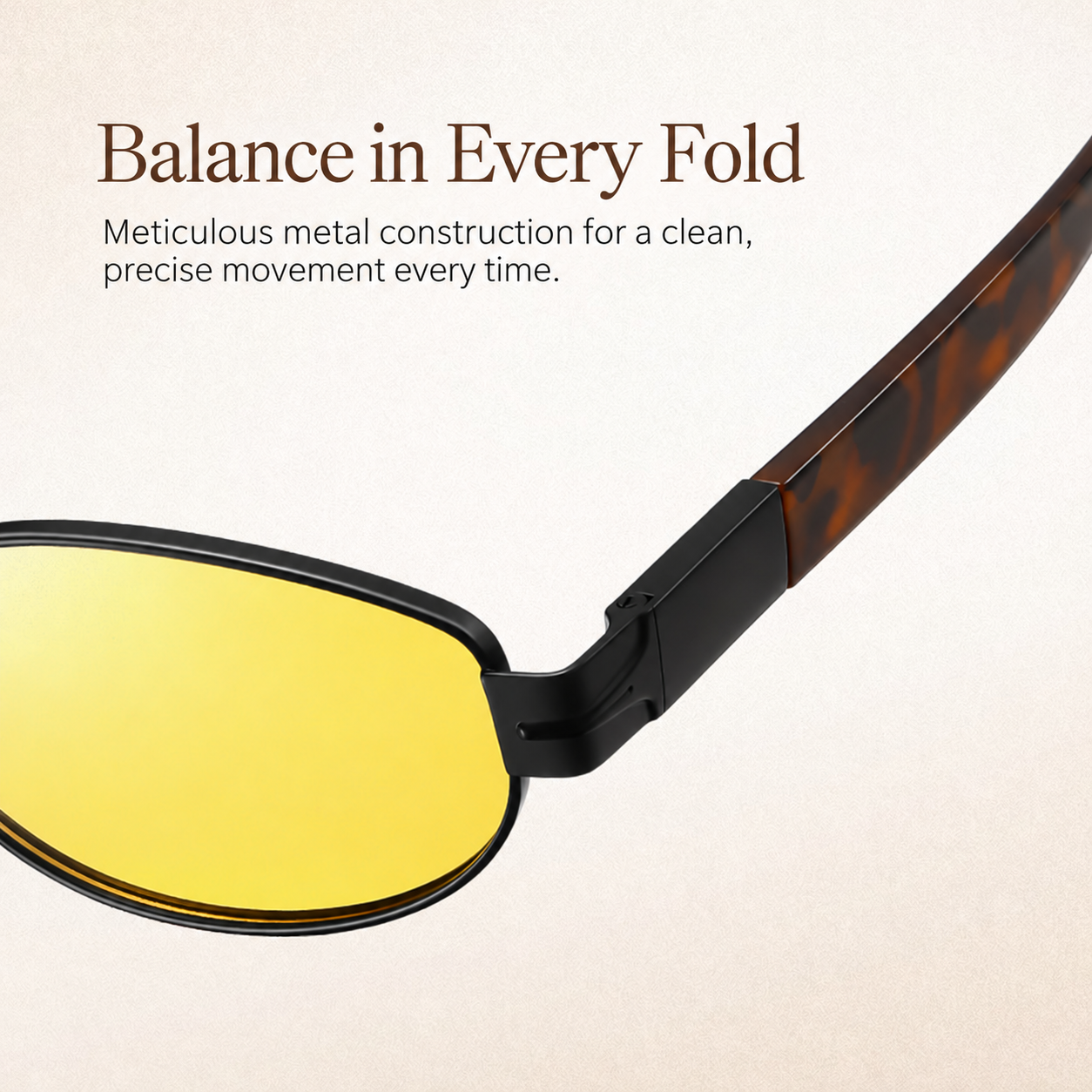 Eyeao Oval Metal Night driving Polarized Sunglasses S15234