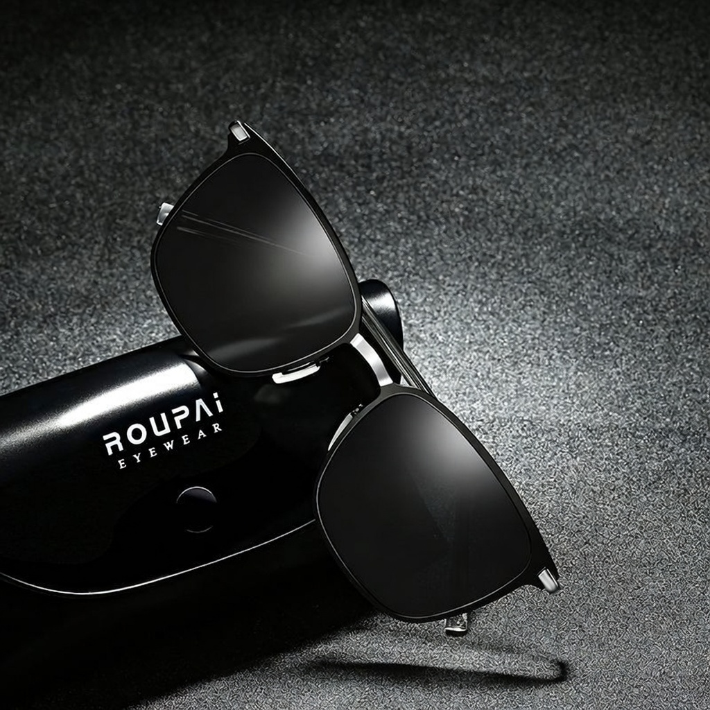 Eyeao Square Metal Polarized Night driving Sunglasses P0864
