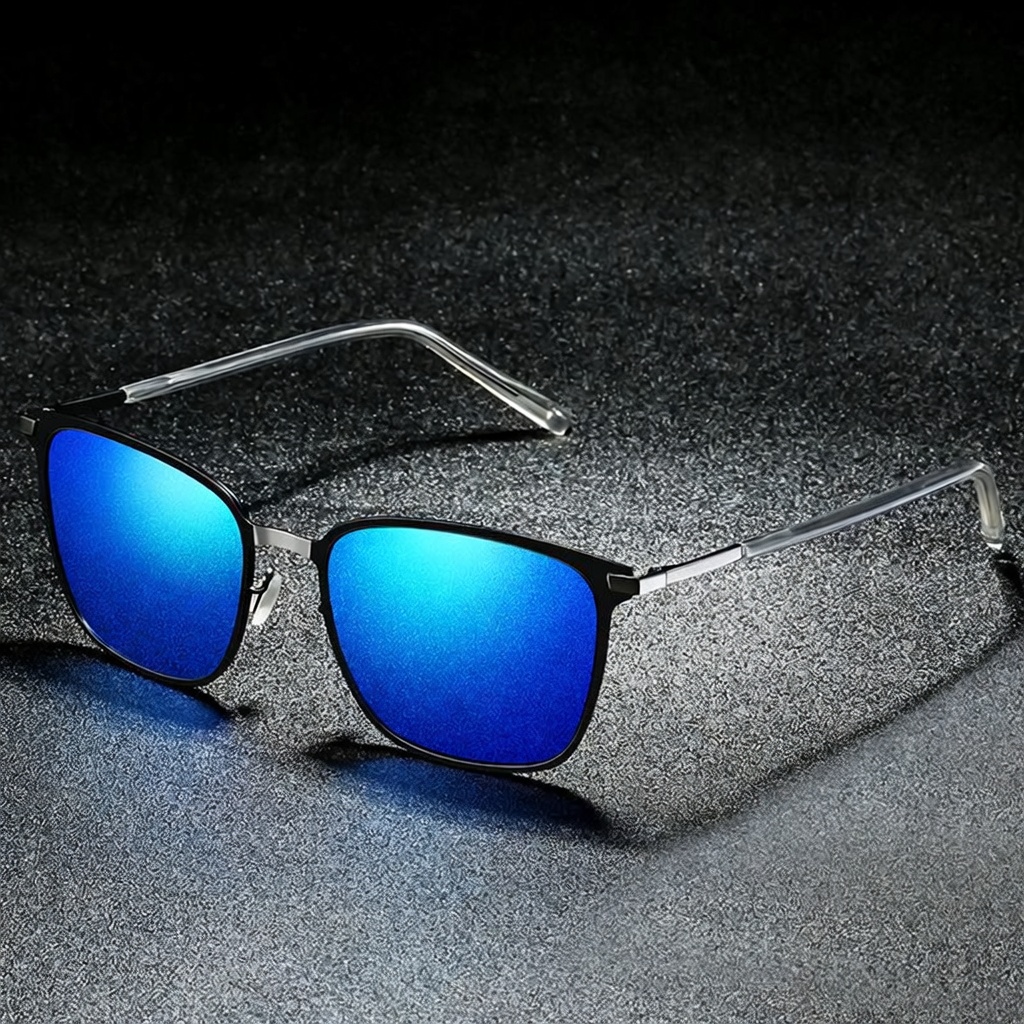 Eyeao Square Metal Polarized Night driving Sunglasses P0864
