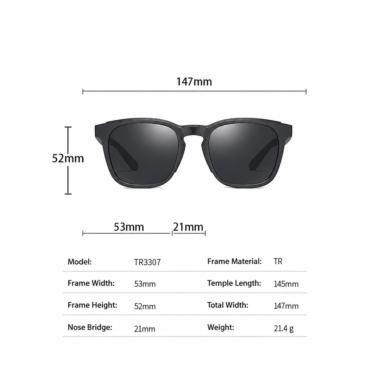 Eyeao Square TR90 Polarized Sunglasses