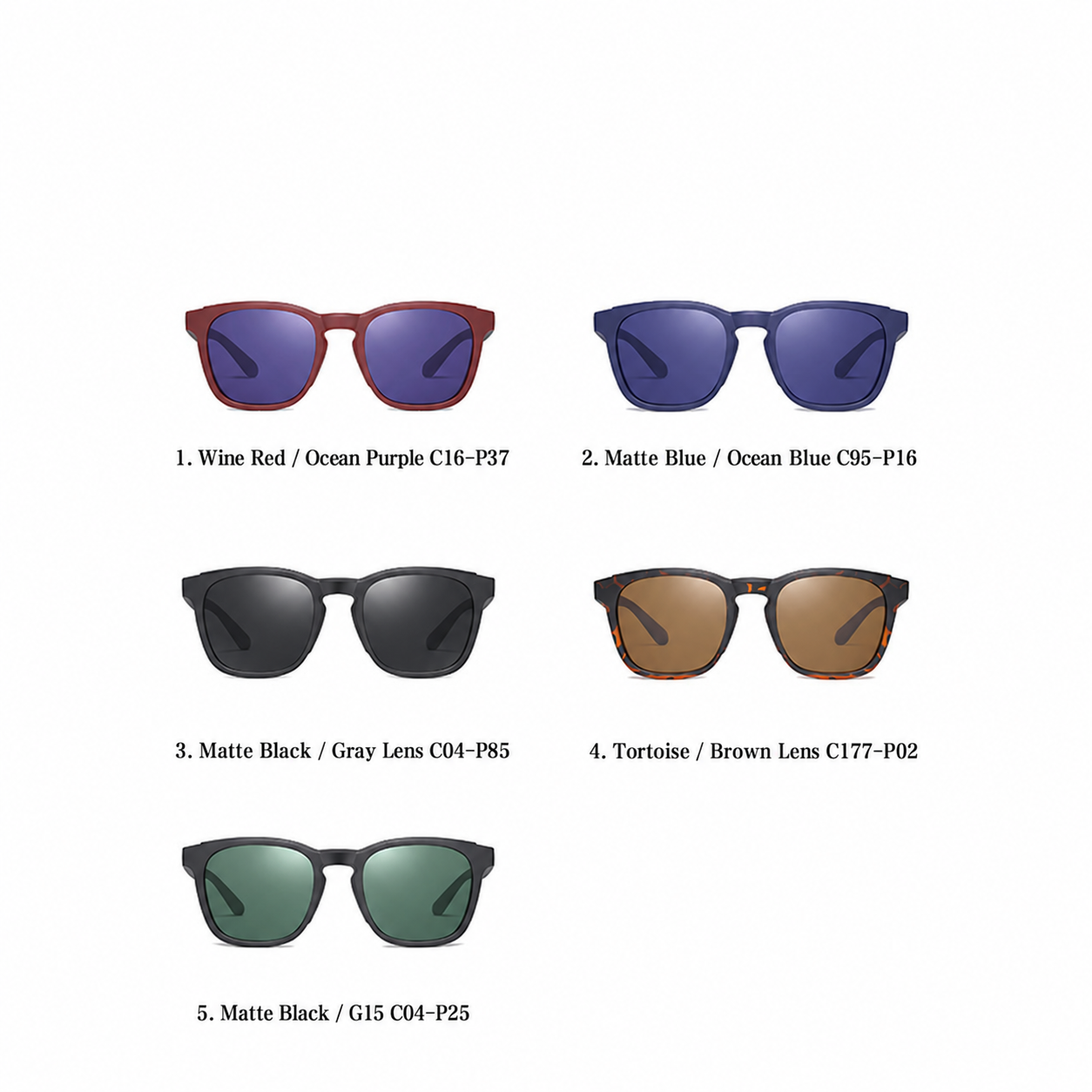 Eyeao Square TR90 Polarized Sunglasses