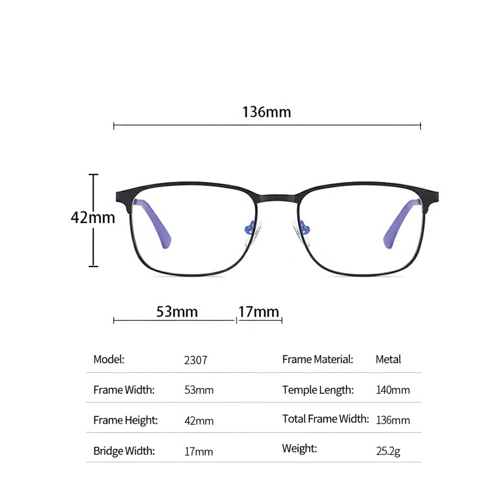 Eyeao Square Metal Blue light blocking Optical frames