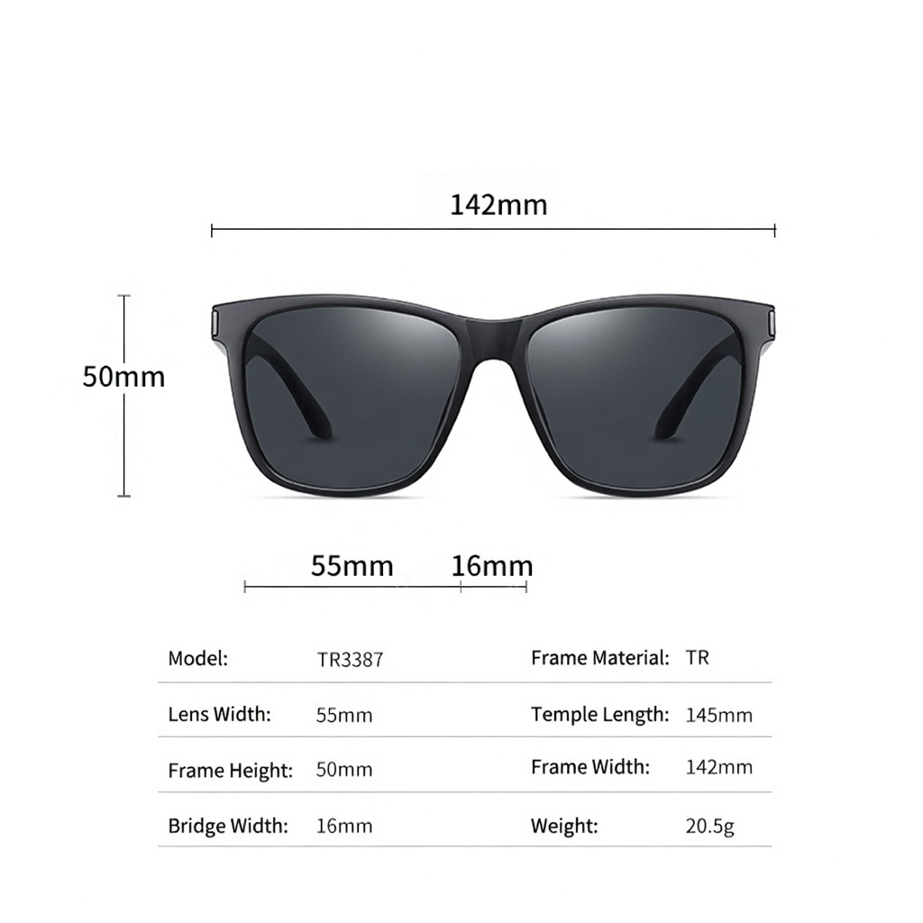 Eyeao Square Polarized Sunglasses TR3387