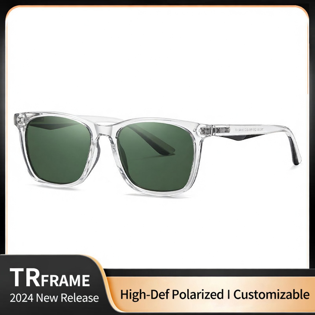 Eyeao TR3399 Polarized Retro Square Unisex Sunglasses with Classic Rivet Detail