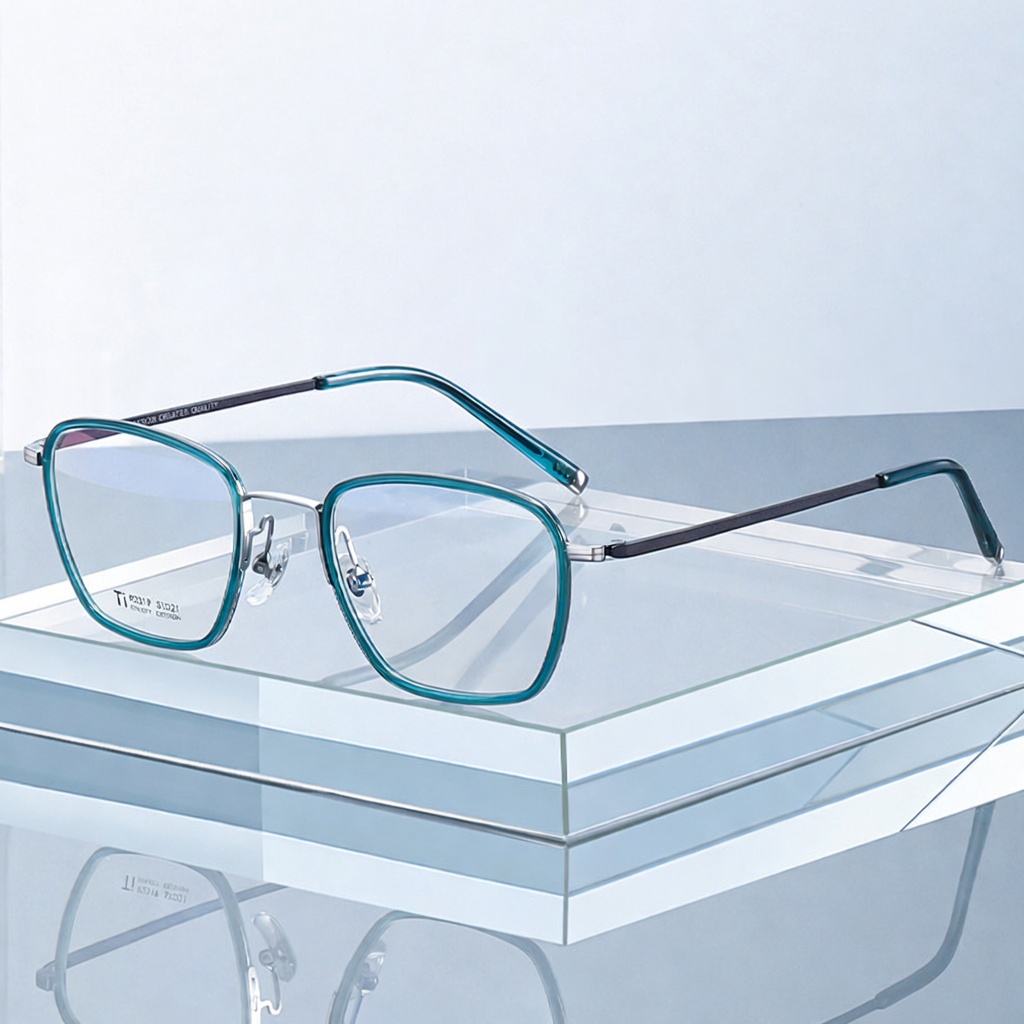 Eyeao Square Acetate Pure titanium Optical frames R2319