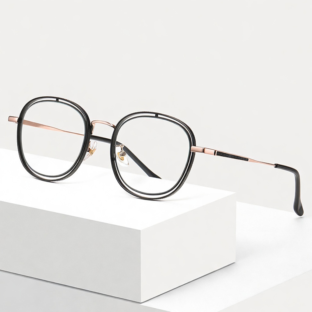 Eyeao Round Metal Blue light blocking Optical frames JS8602