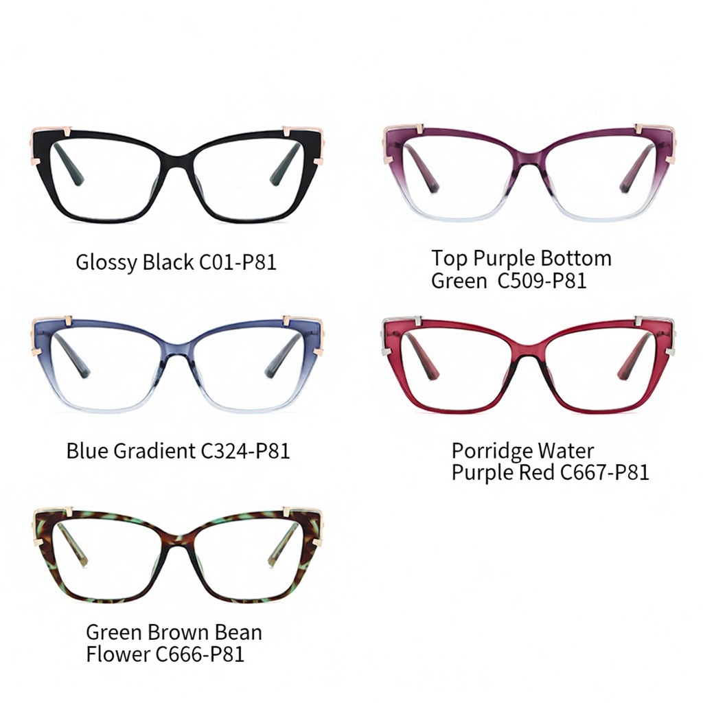 Eyeao Cat eye Metal Blue light blocking Optical frames TJ876