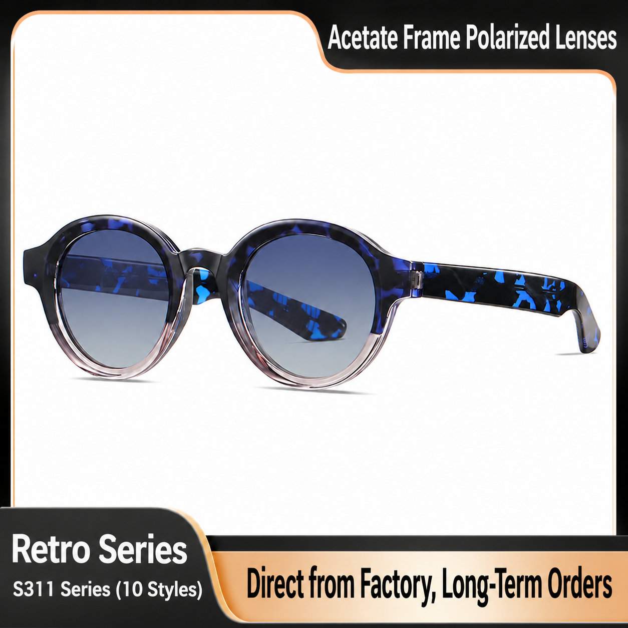 Eyeao Round Acetate Blue light blocking Polarized Sunglasses S31106