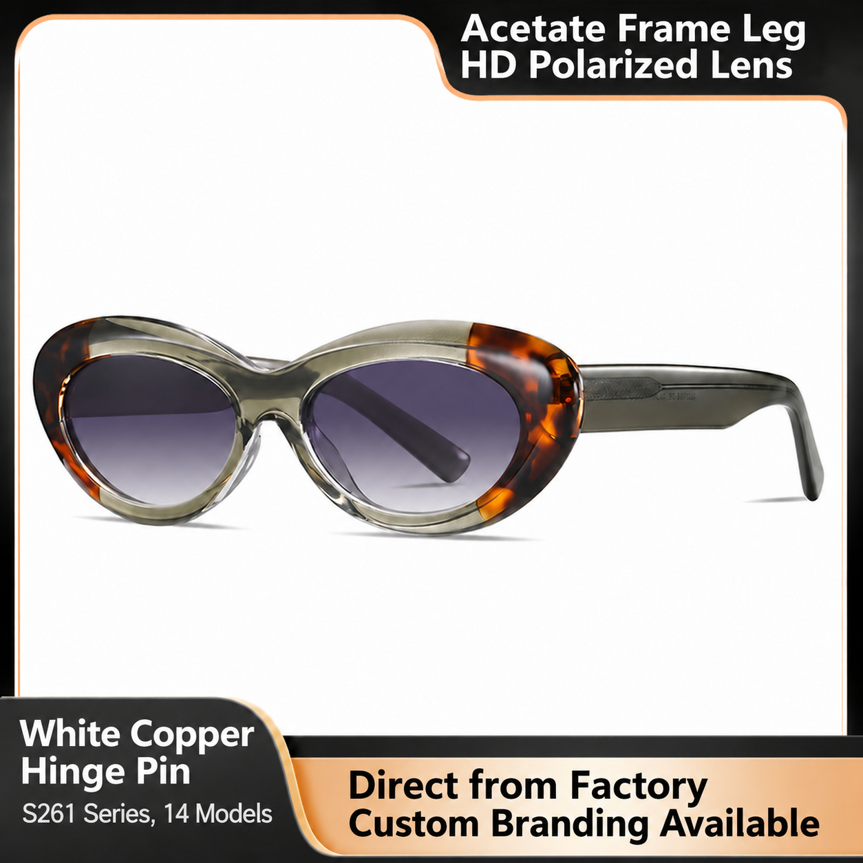 Eyeao Cat eye Acetate Polarized Blue light blocking Sunglasses S26102