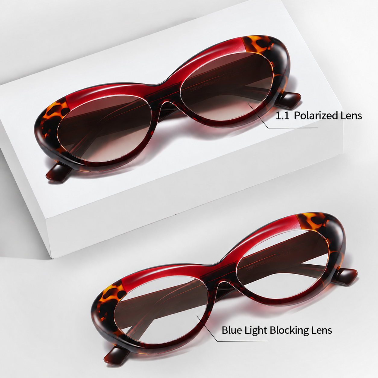 Eyeao Cat eye Acetate Polarized Blue light blocking Sunglasses S26102