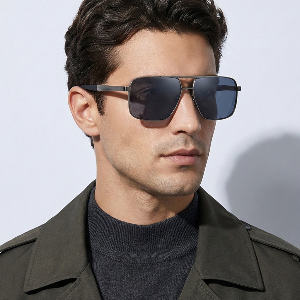Eyeao Square Metal Polarized Sunglasses S15109