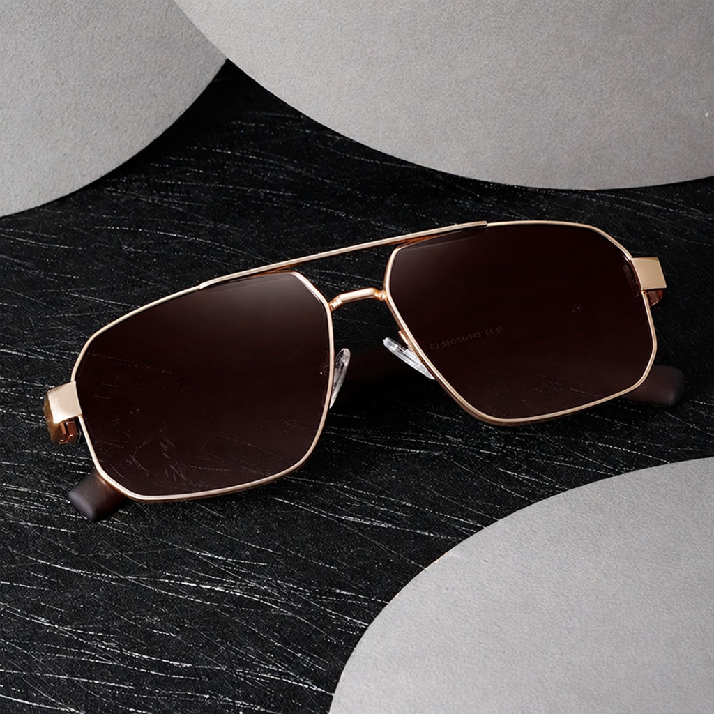 Eyeao Square Metal Polarized Sunglasses S15107