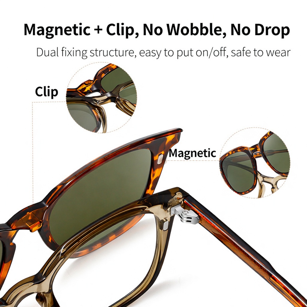 Eyeao Square Magnetic Polarized Sunglasses S34209