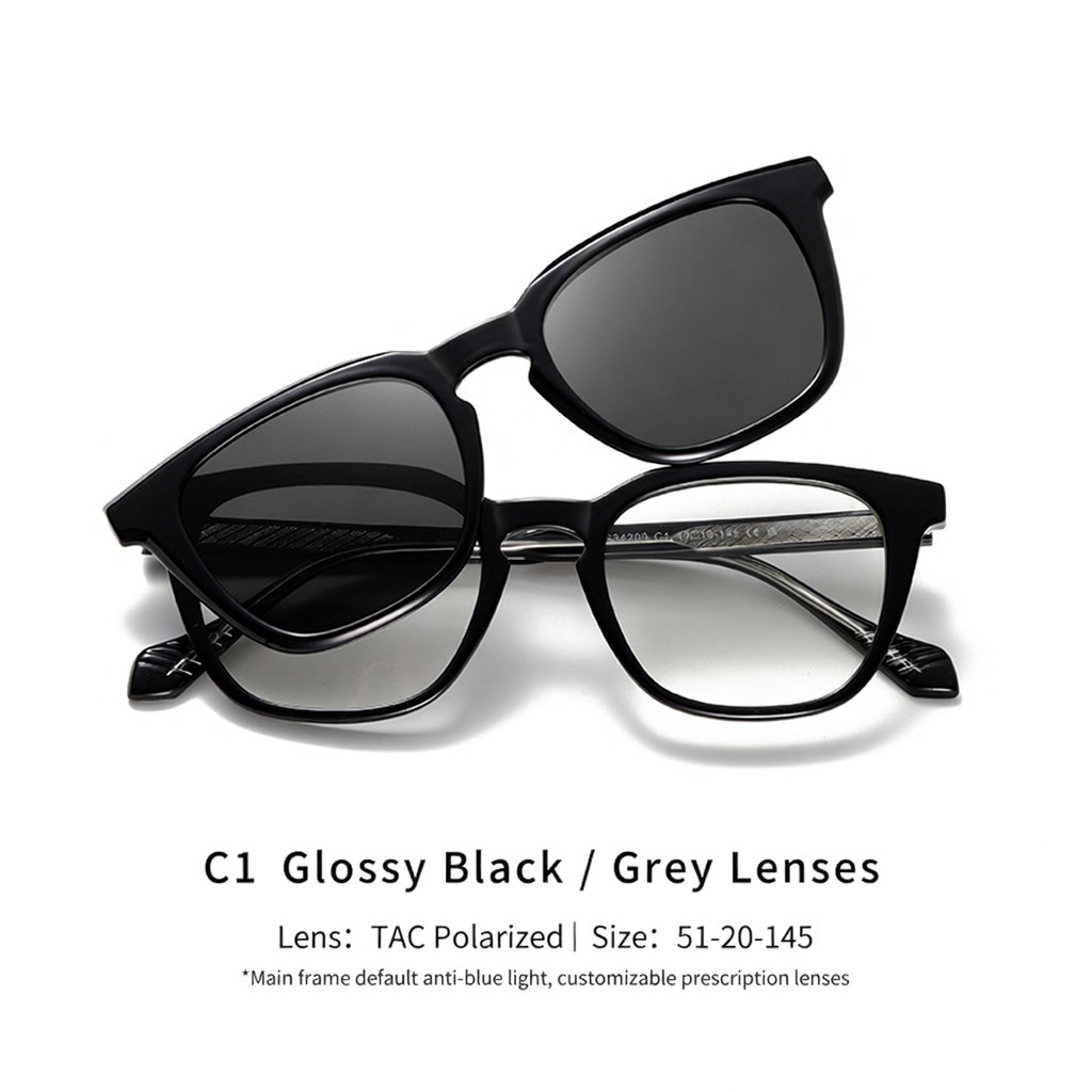 Eyeao Square Magnetic Polarized Sunglasses S34209