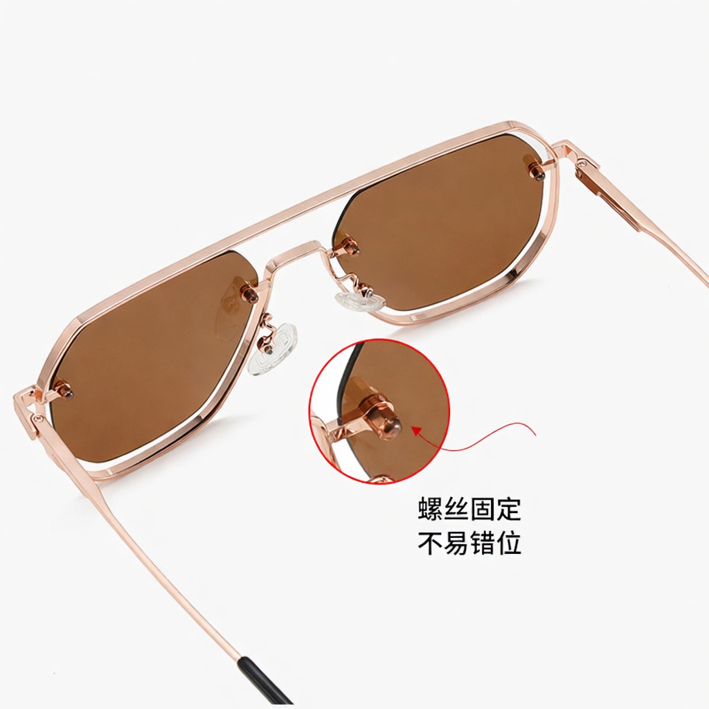 Eyeao Square Metal Polarized Sunglasses JS8575