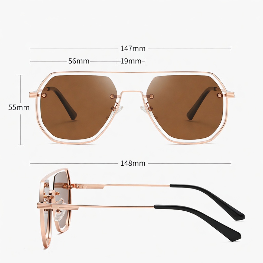 Eyeao Square Metal Polarized Sunglasses JS8575