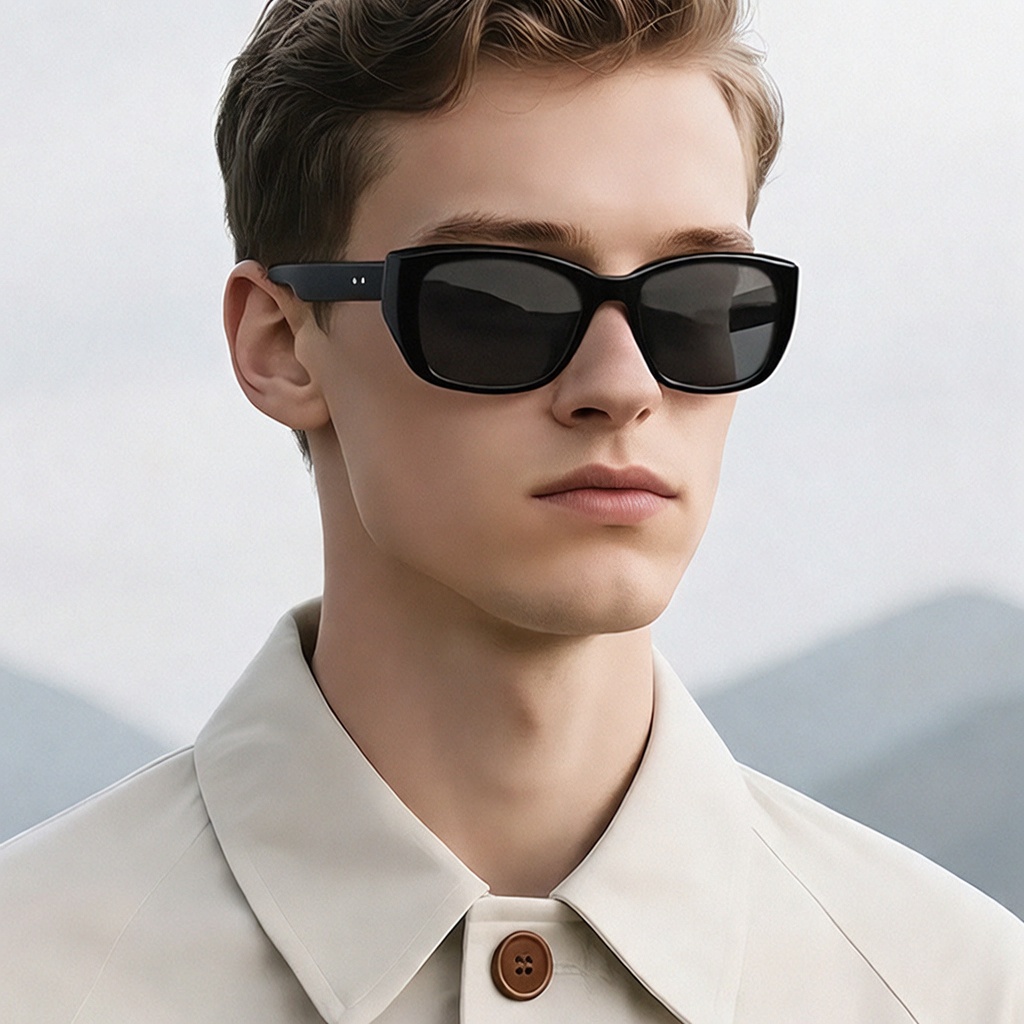 Eyeao Oval Acetate Beta titanium UV400 Sunglasses P1007